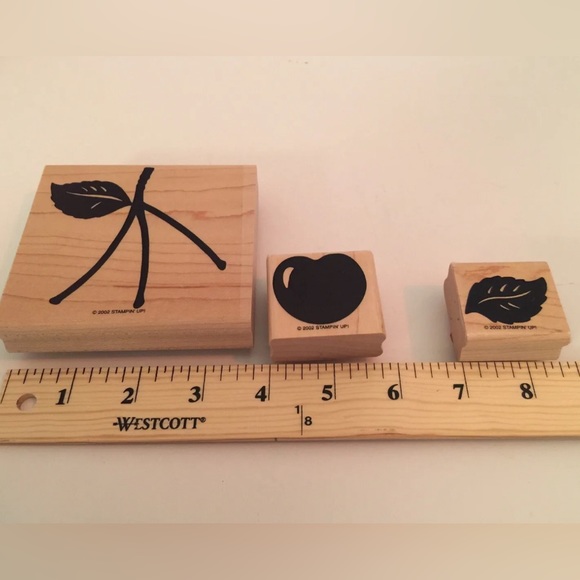 Stampin’ Up Very cherry set of 6 wood mounted stamps Cherries Cherry Stems ECU - Picture 4 of 6